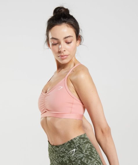 Women's Gymshark Ruched Sports Bra Pink | NZ 1WPIEG